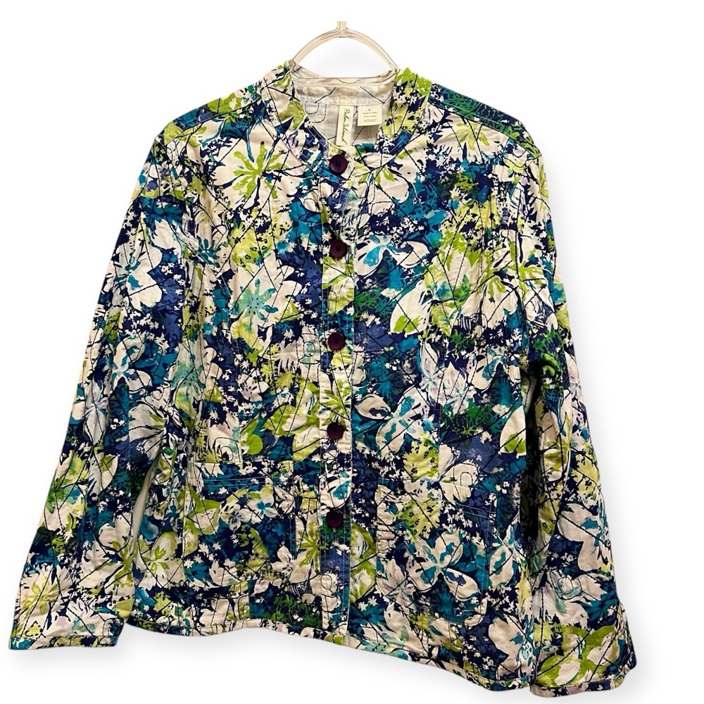 Palm Island colorful Floral Print Jacket Size L